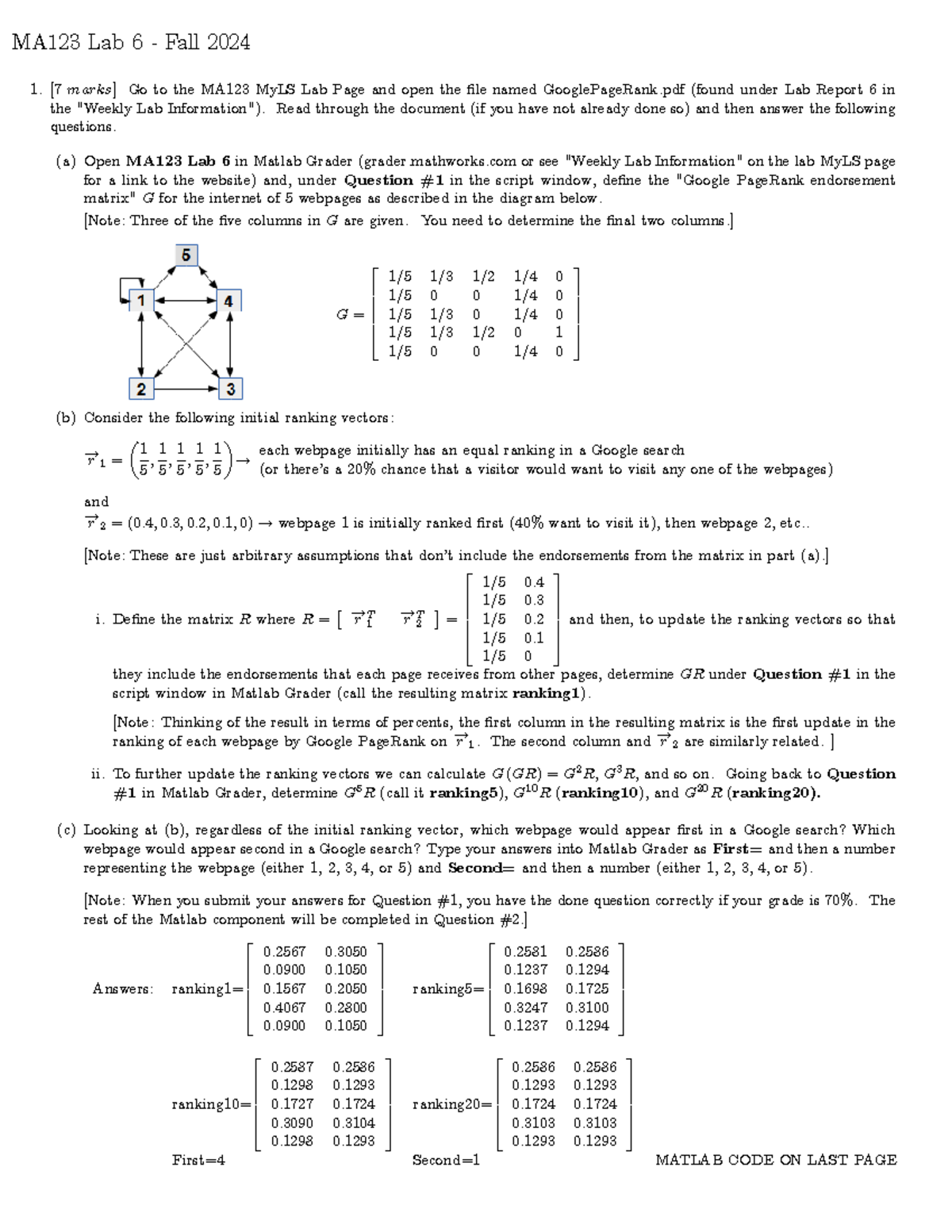 MA123 F24 Lab 6 Solutions and Answers for Fall 2024 - Studocu