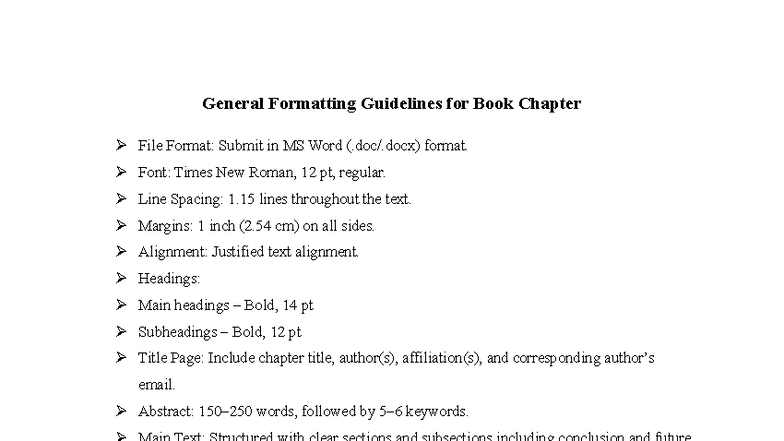 Formatting Guidelines for Book Chapter Submission - Studocu