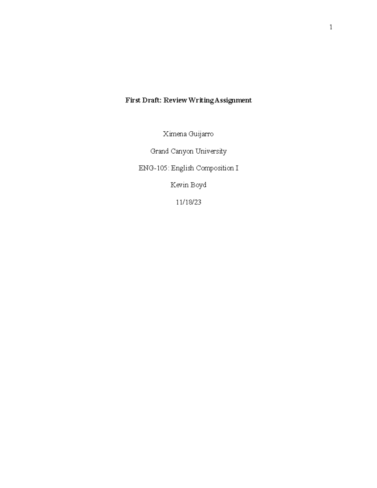 ENG-105: Review Writing Assignment First Draft on ADHD - Studocu
