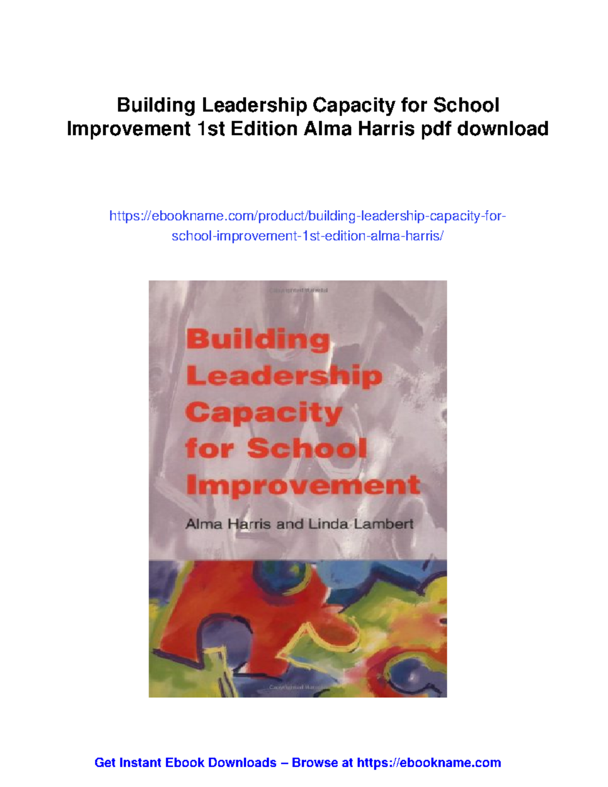 Building Leadership Capacity for School Improvement (EDUC 40340) - Studocu