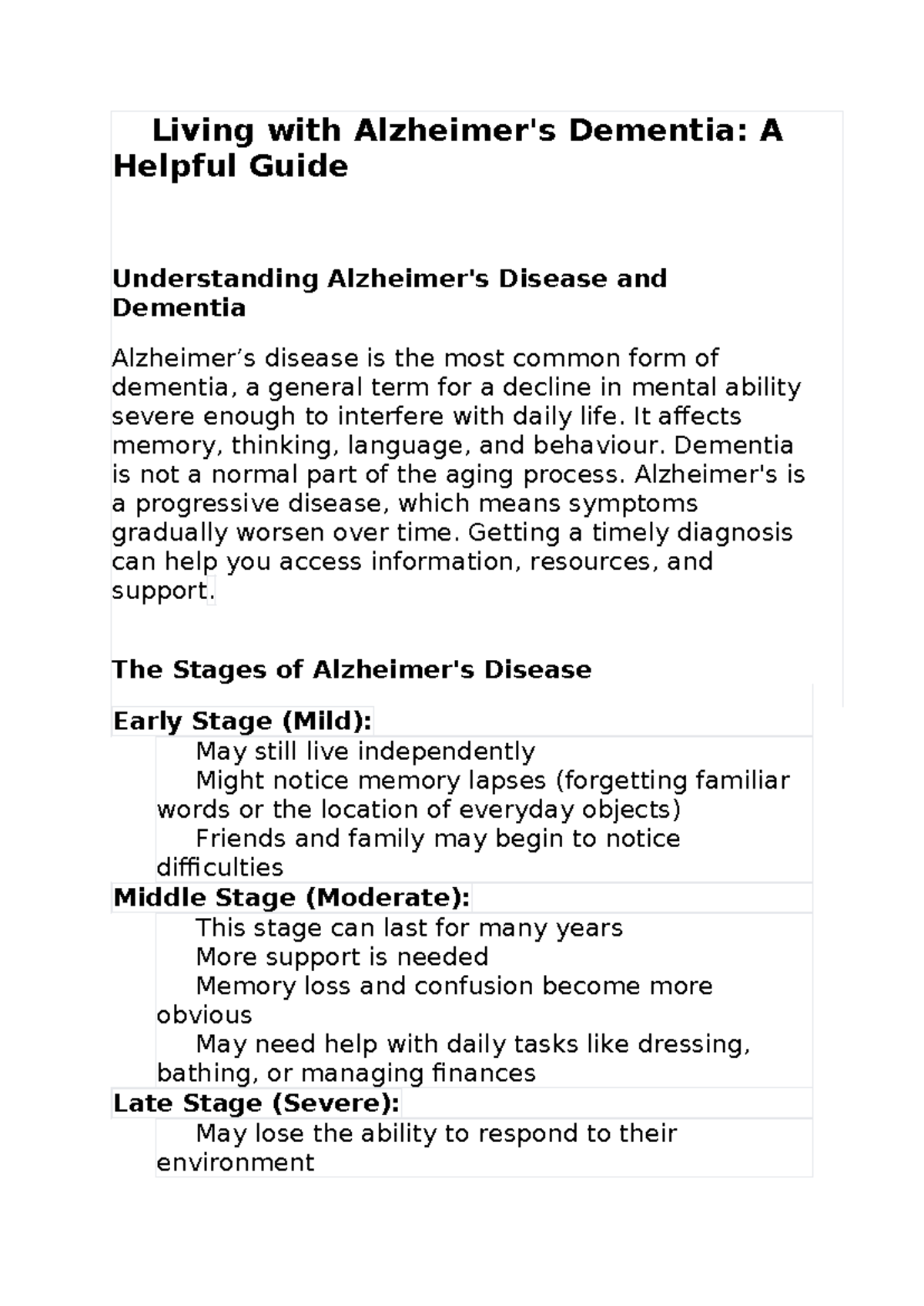 Dementia: A Comprehensive Guide to Understanding the Disease - Studocu