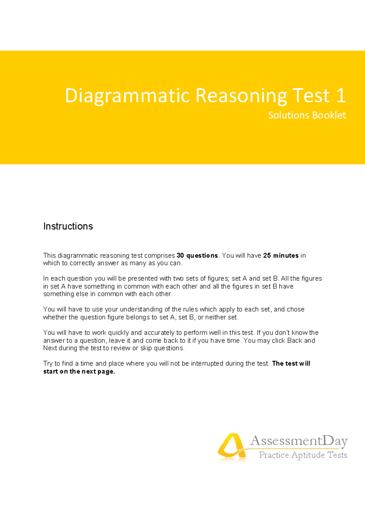 Diagrammatic Reasoning Test 1 Solutions Guide - Studocu