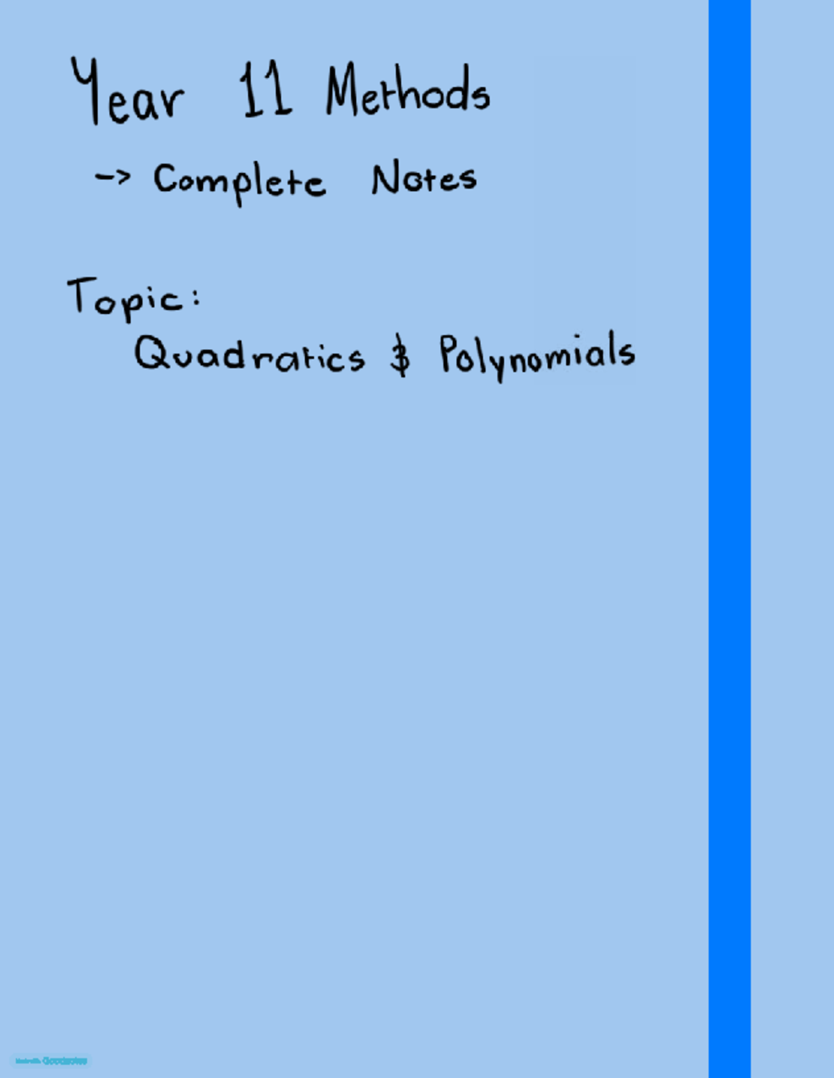 Quadratics and Polynomials Study Notes (ALGEBRA Exercise Set) - Studocu