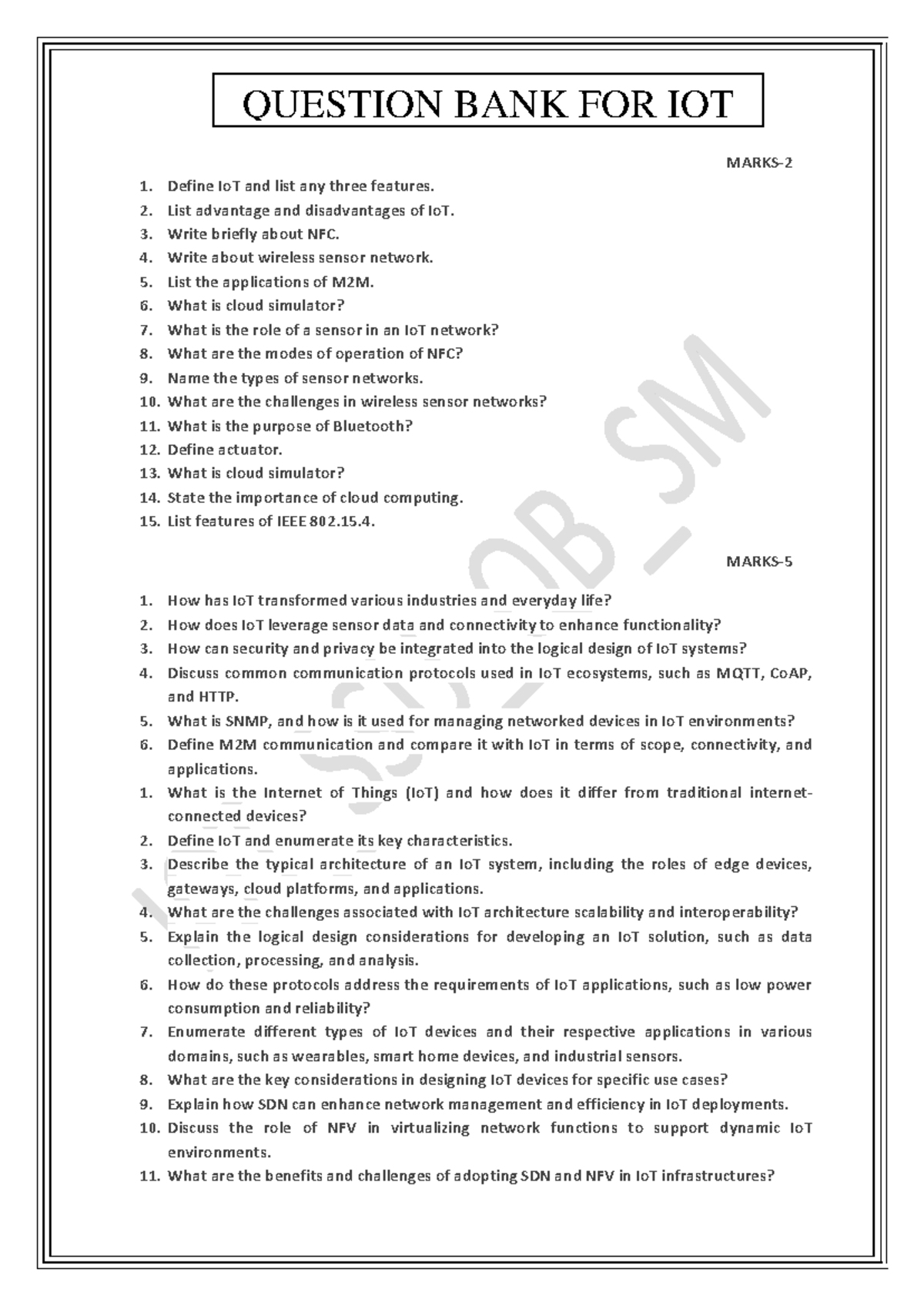 IOT 101: Comprehensive Question Bank for IoT Concepts and Applications ...