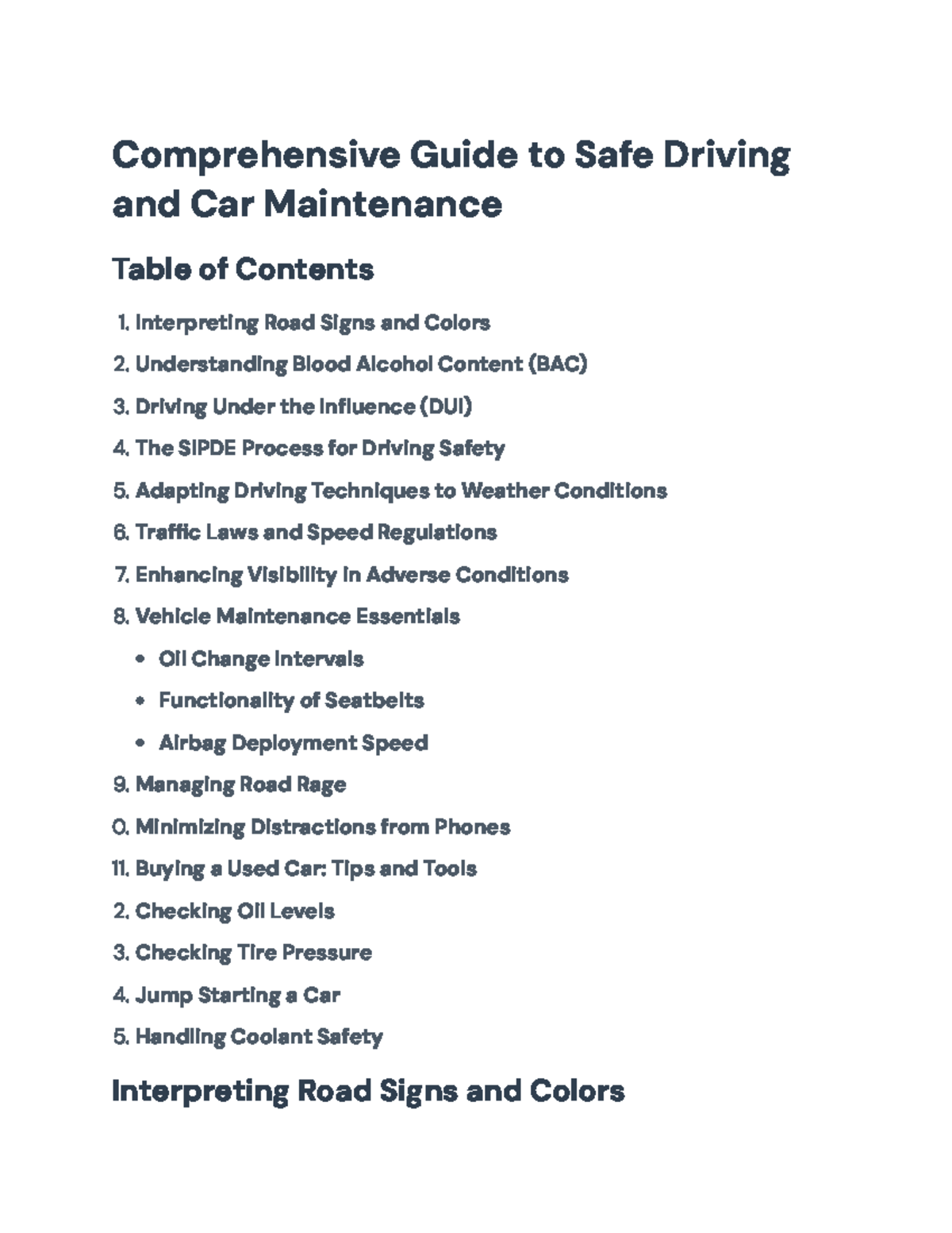 Comprehensive Guide to Safe Driving and Vehicle Maintenance Tips ...