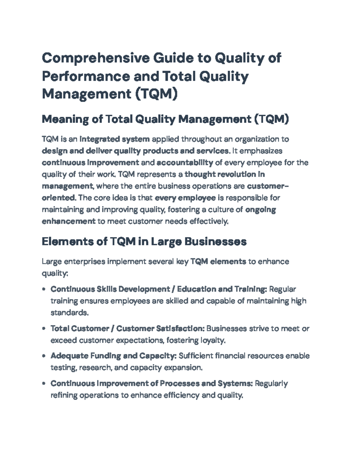 Comprehensive Guide on TQM: Enhancing Quality Performance in ...