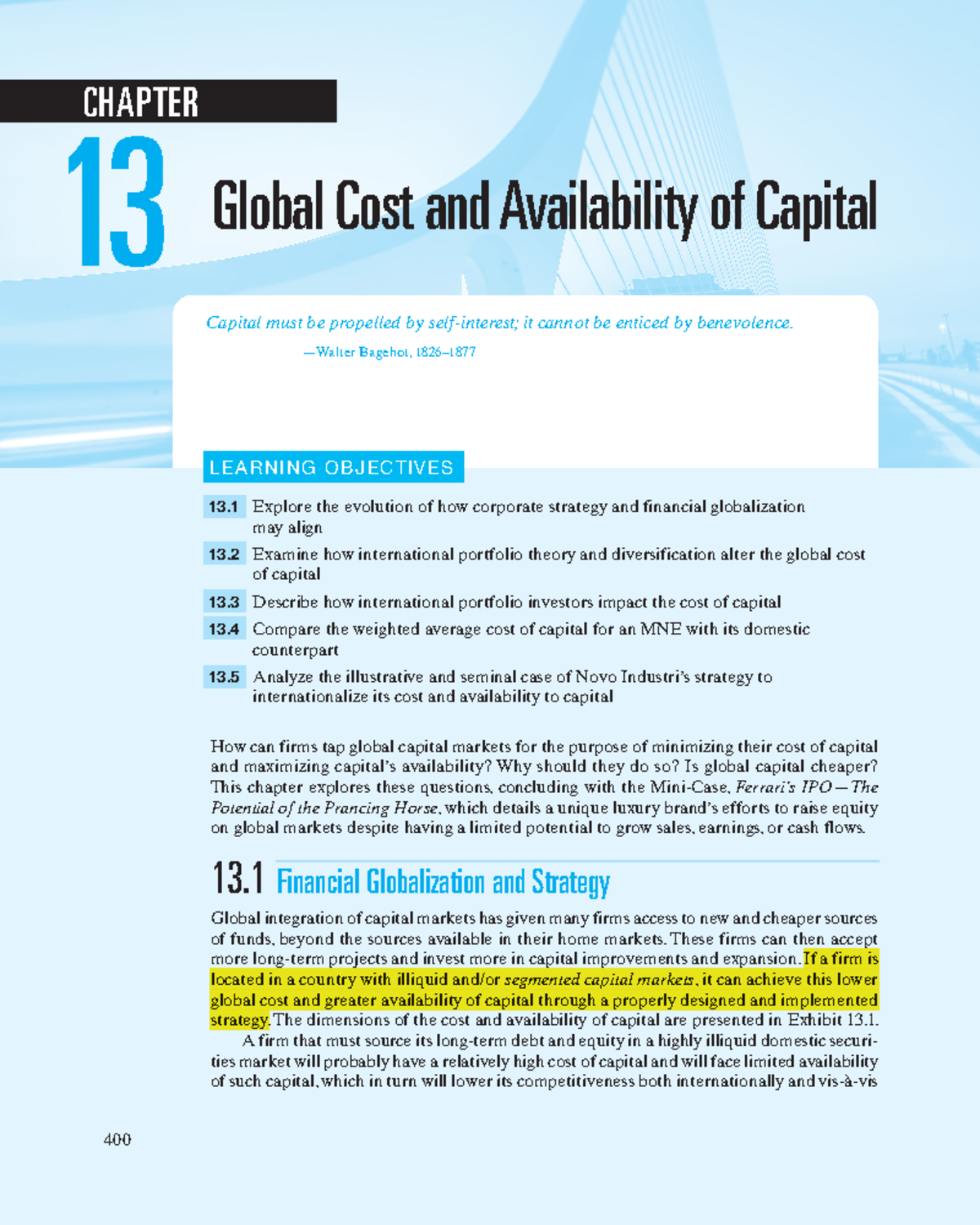 Chapter 13 - Global Cost and Availability of Capital Analysis - Studocu