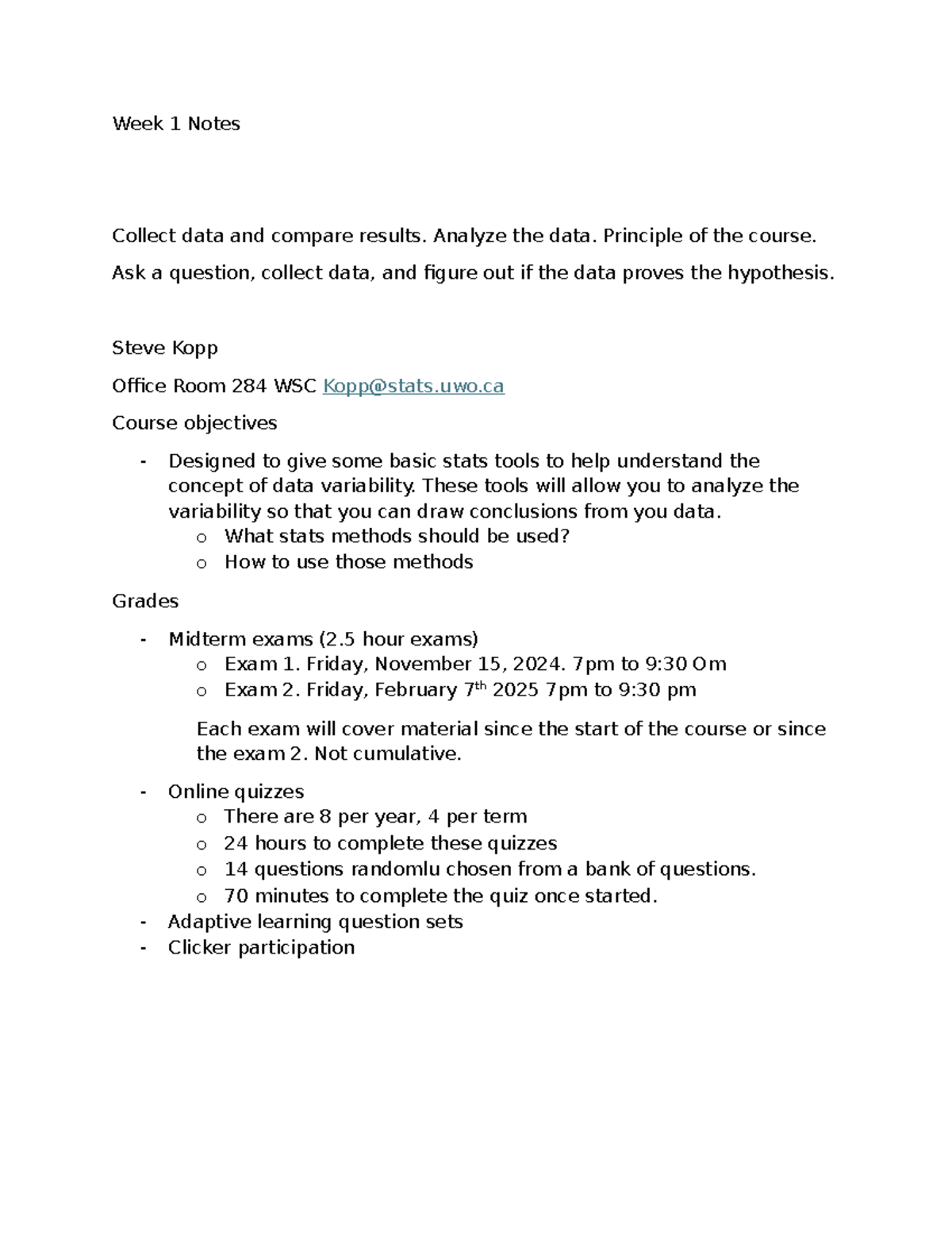 STAT101: Week 1 Lecture Notes on Data Variability and Analysis - Studocu