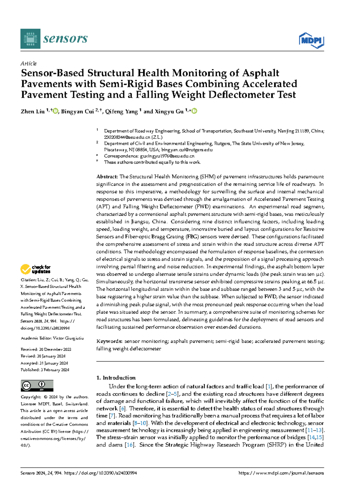 Structural Health Monitoring of Asphalt Pavements: A Study on APT and ...