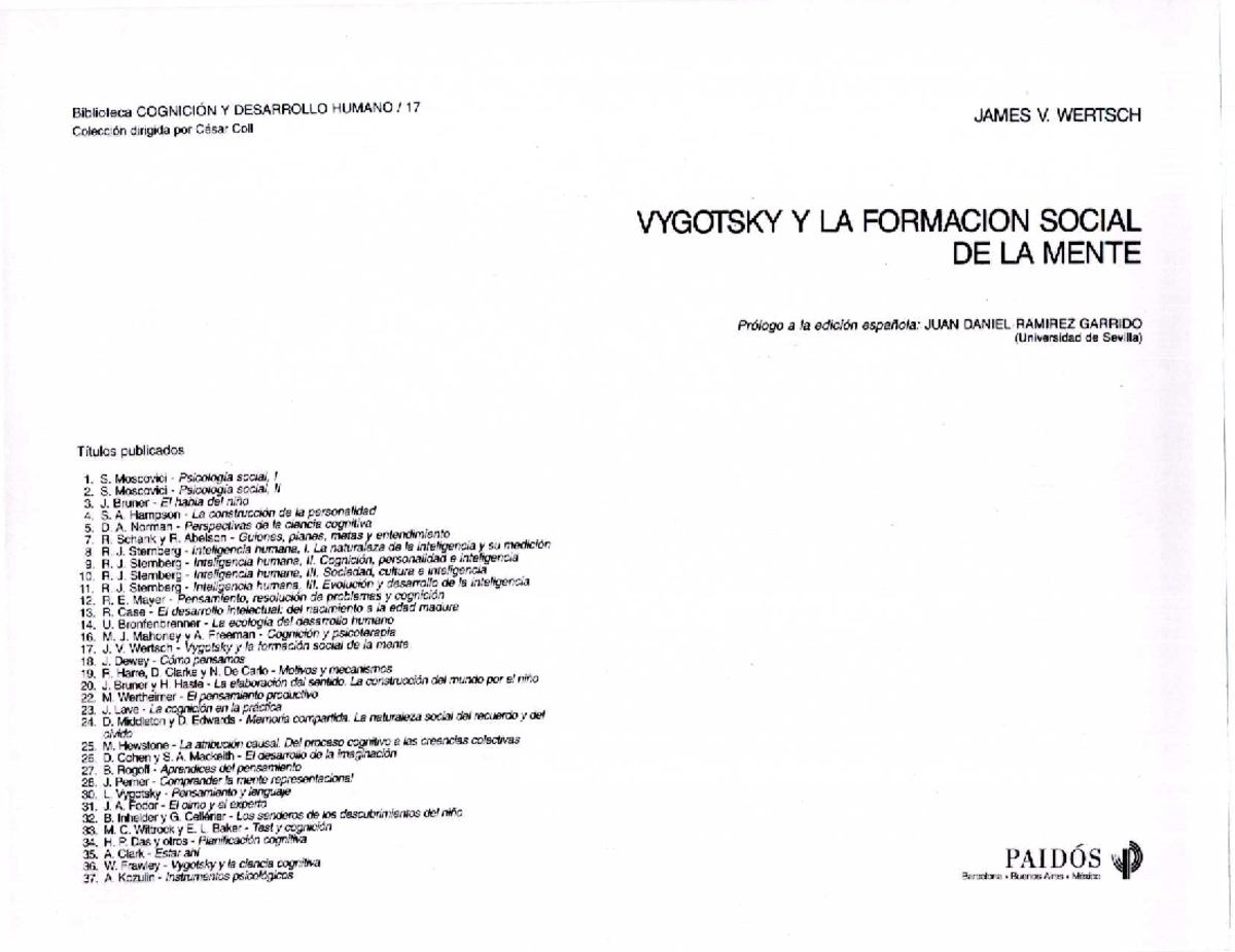 20-Wertsch - Vygotsky y la Formación Social de la Mente - Capítulos 2 y ...