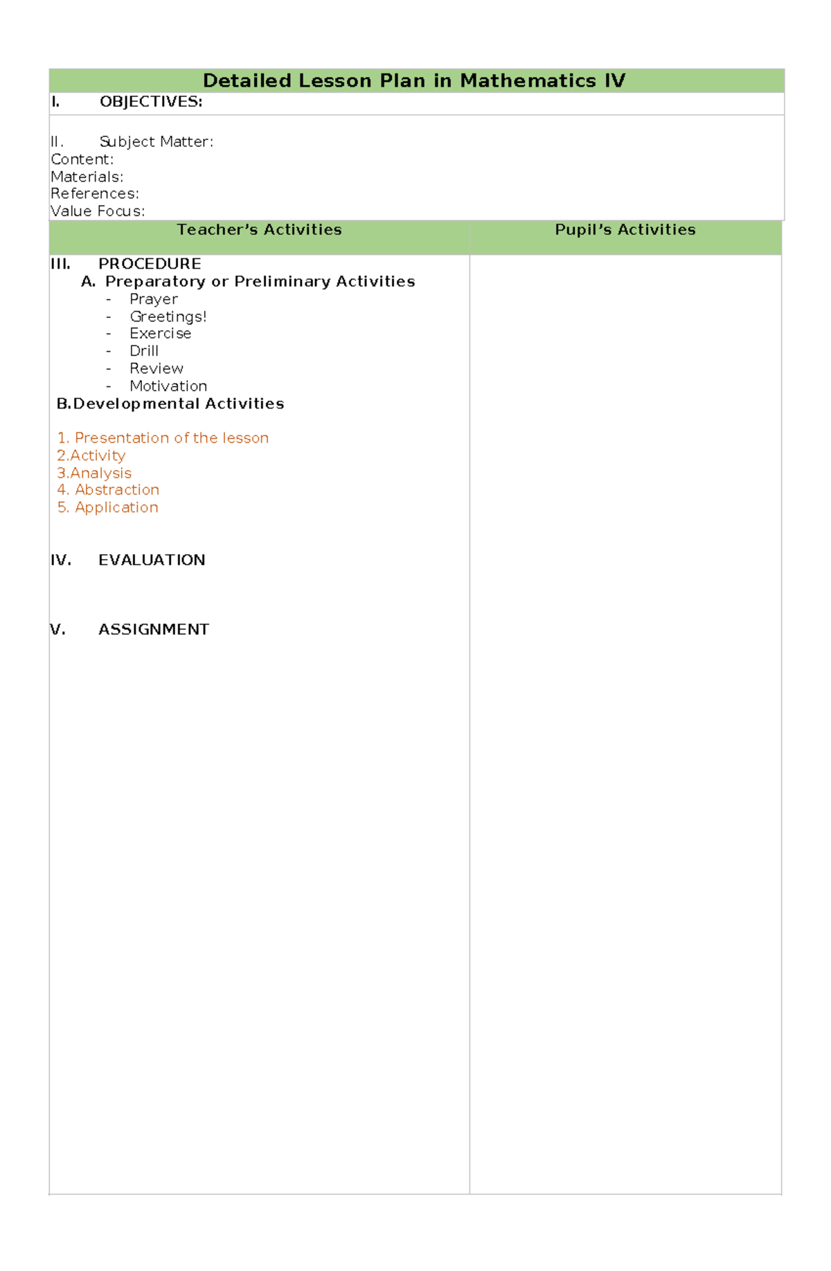 4As Detailed Lesson Plan - Detailed Lesson Plan in Mathematics IV I ...