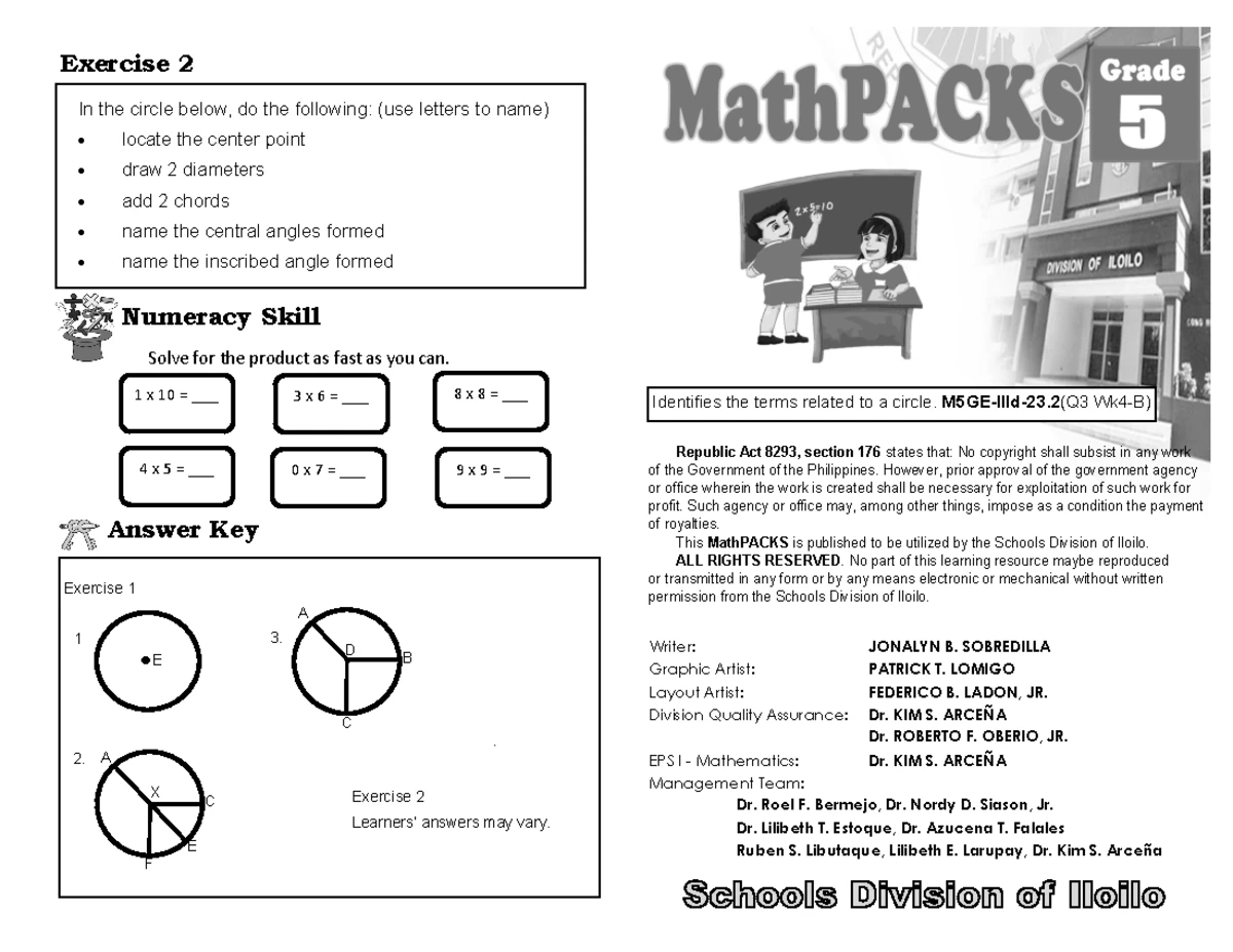 Grade 5 Math M5GE-IIId-23 Q3 W4 A: Circle Concepts & Exercises - Studocu