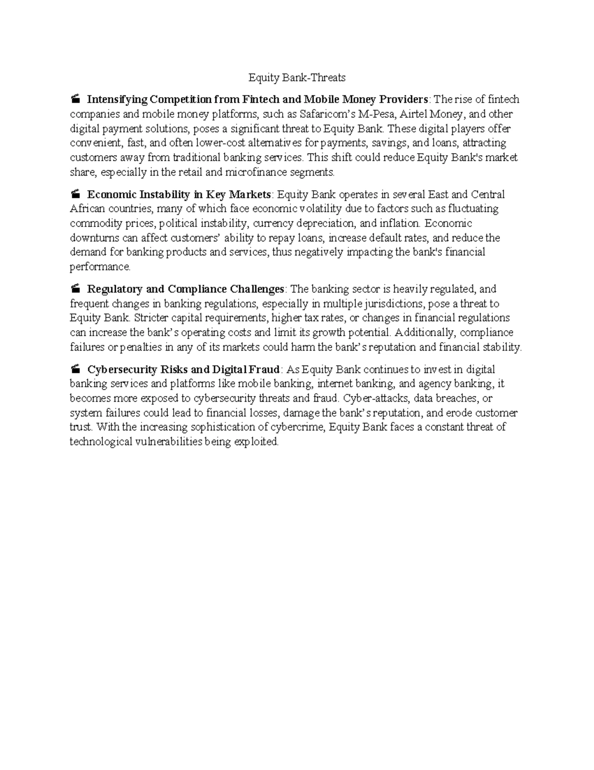 KCB Group Weaknesses: A Comprehensive SWOT Analysis Report - Studocu