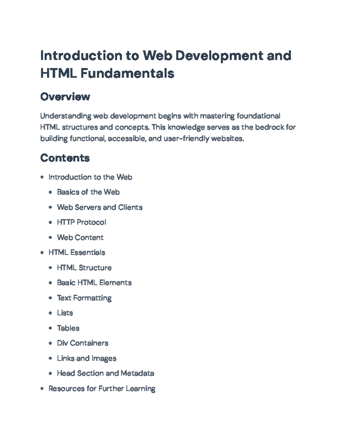 Introduction to Web Development: HTML Fundamentals Overview ...