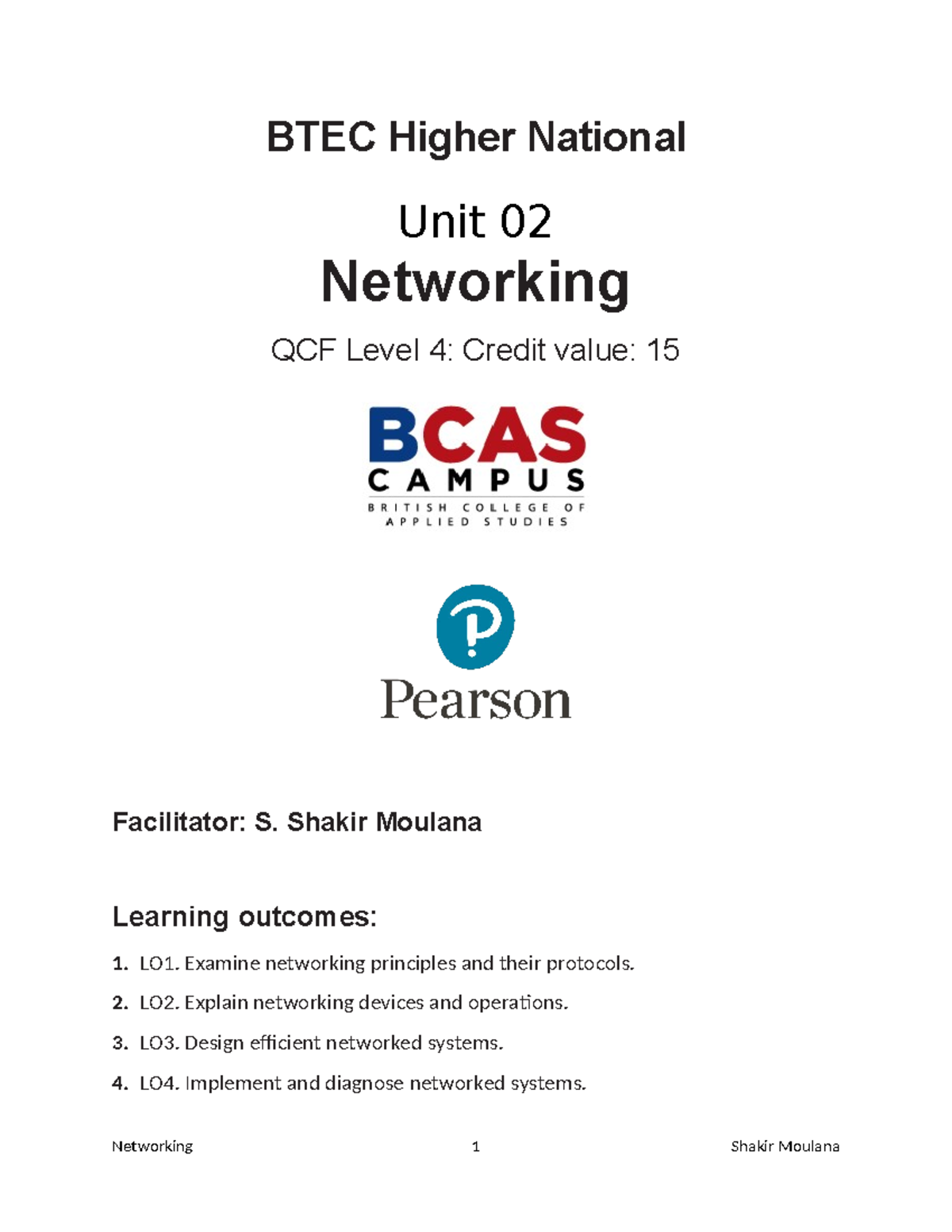 Unit 02: Networking Principles and Protocols - BTEC Level 4 Guide - Studocu