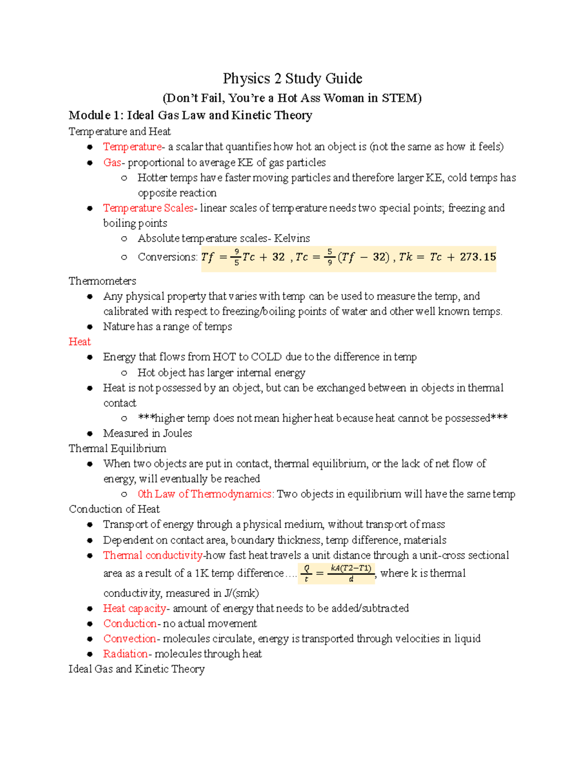 Physics 2 Final Study Guide-2 - Physics 2 Study Guide (Don’t Fail, You ...