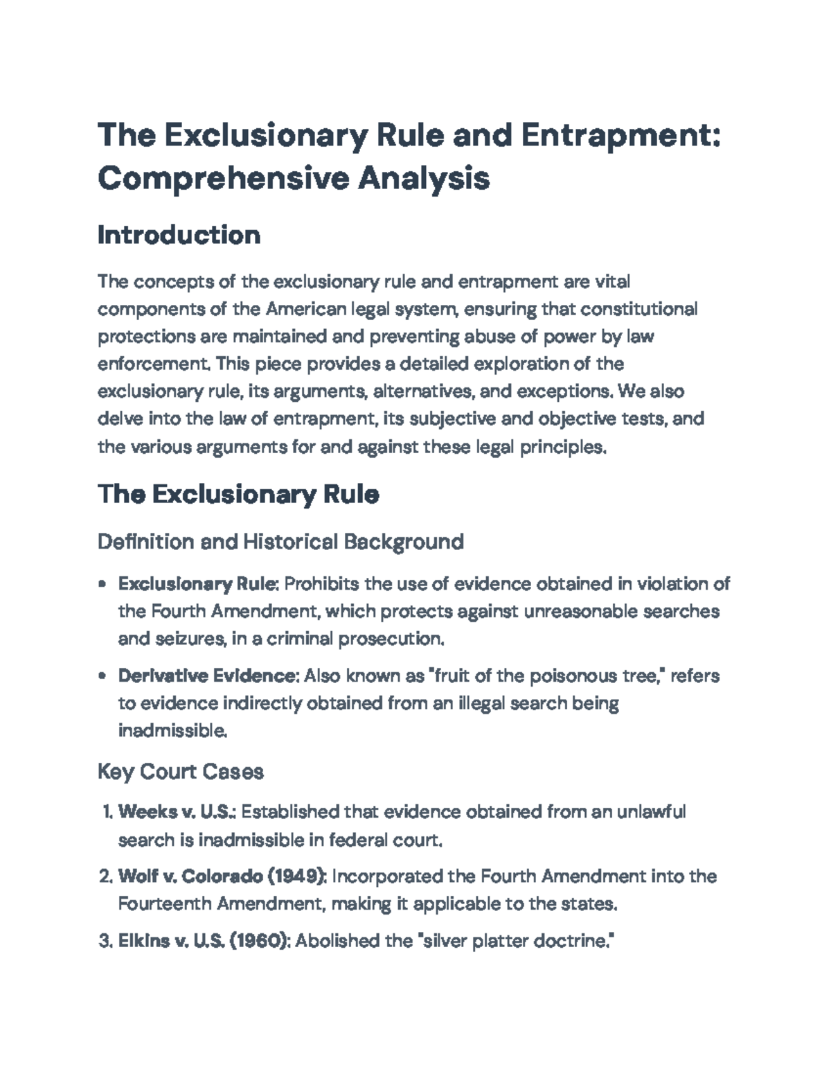 The Exclusionary Rule and Entrapment: A Comprehensive Analysis - The ...