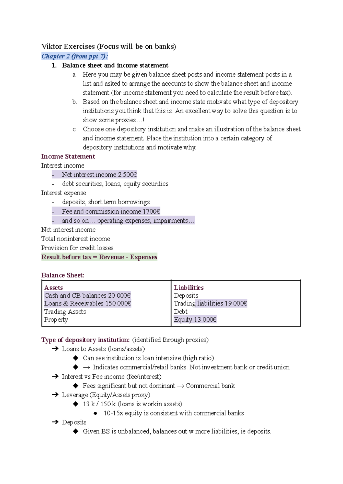 Exam Prep FI&M - Chapter 2: Balance Sheet & Income Statement Analysis ...