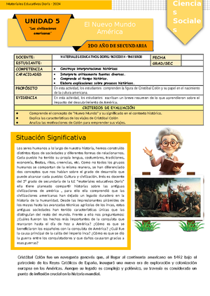 Ficha DE Actividad CCSS 5°- Semana 2 - La amenaza más severa a la que ...