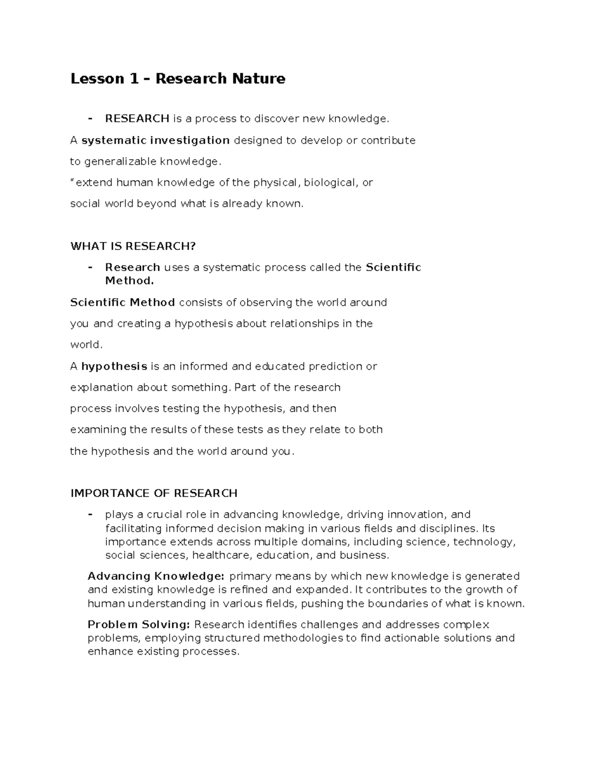Research Fundamentals: Lesson 1 – Overview and Importance - Studocu