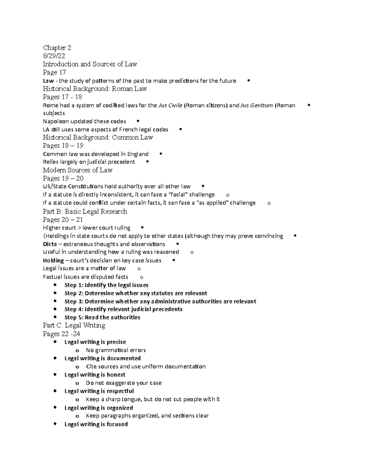 Law Chapter 2 Outline: Historical Background and Legal Research - Studocu