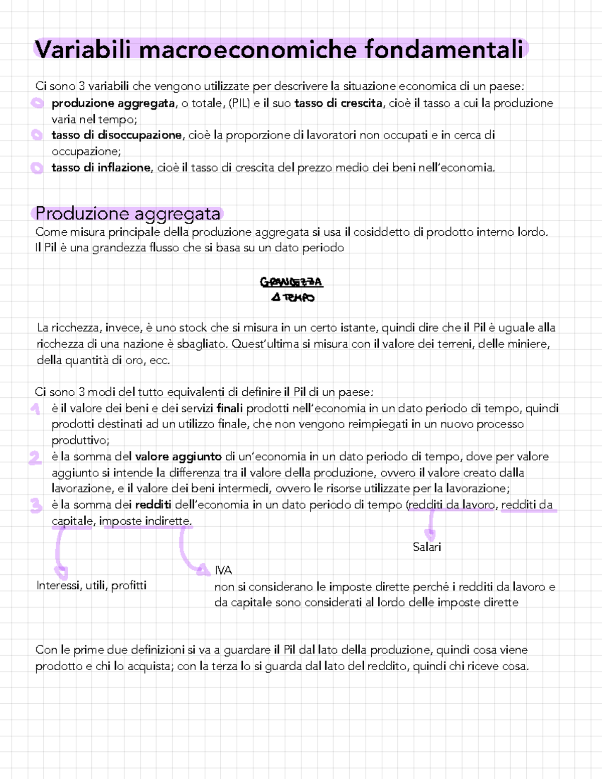 Variabili Macroeconomiche Fondamentali: PIL, Inflazione e Disoccupazione - Document Preview