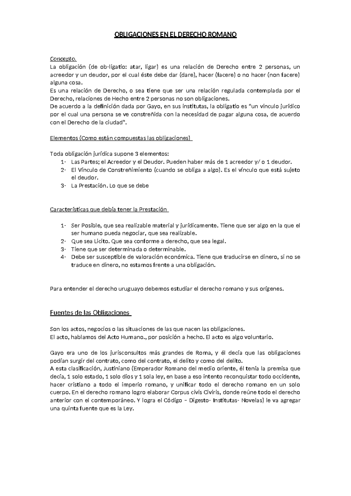 Resumen 2final - OBLIGACIONES EN EL DERECHO ROMANO Concepto. La ...