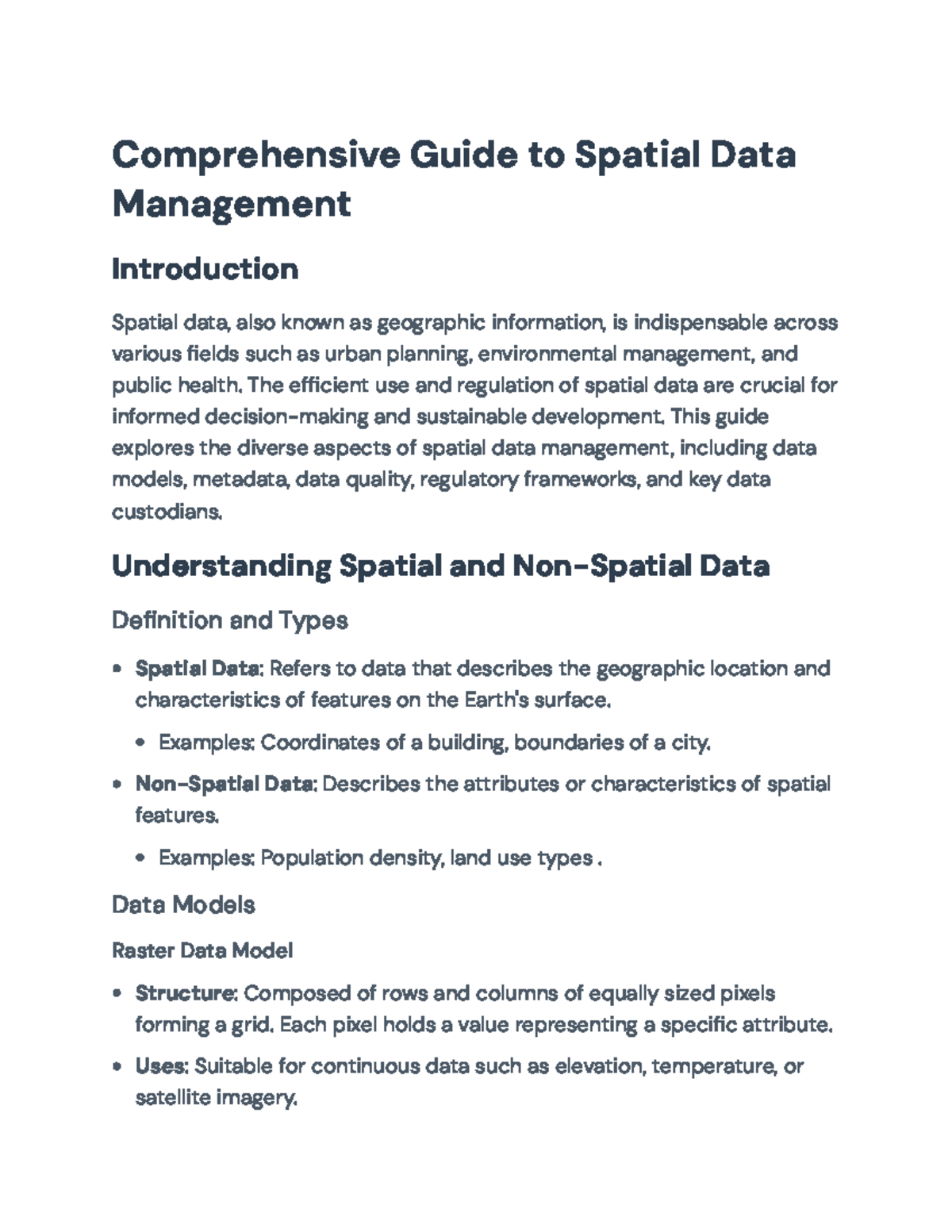 Comprehensive Guide to Spatial Data Management (Course Code: GIS101 ...