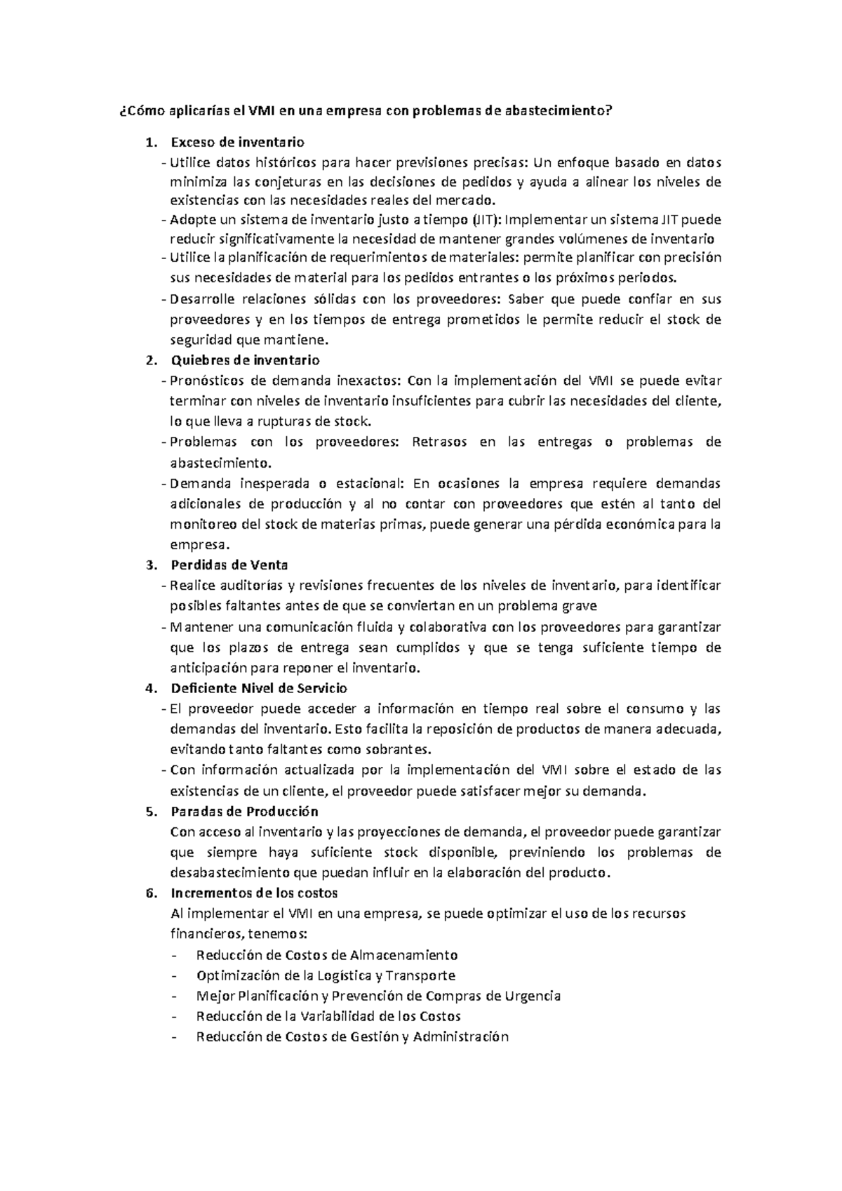 Aplicacion del VMI - aountes - ¿Cómo aplicarías el VMI en una empresa ...