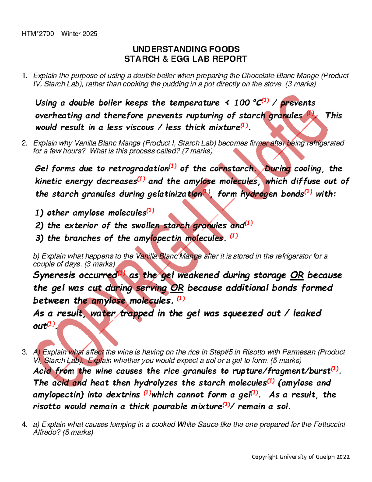 W25 Starch & Egg Lab Report: Key Findings and Explanations - Studocu
