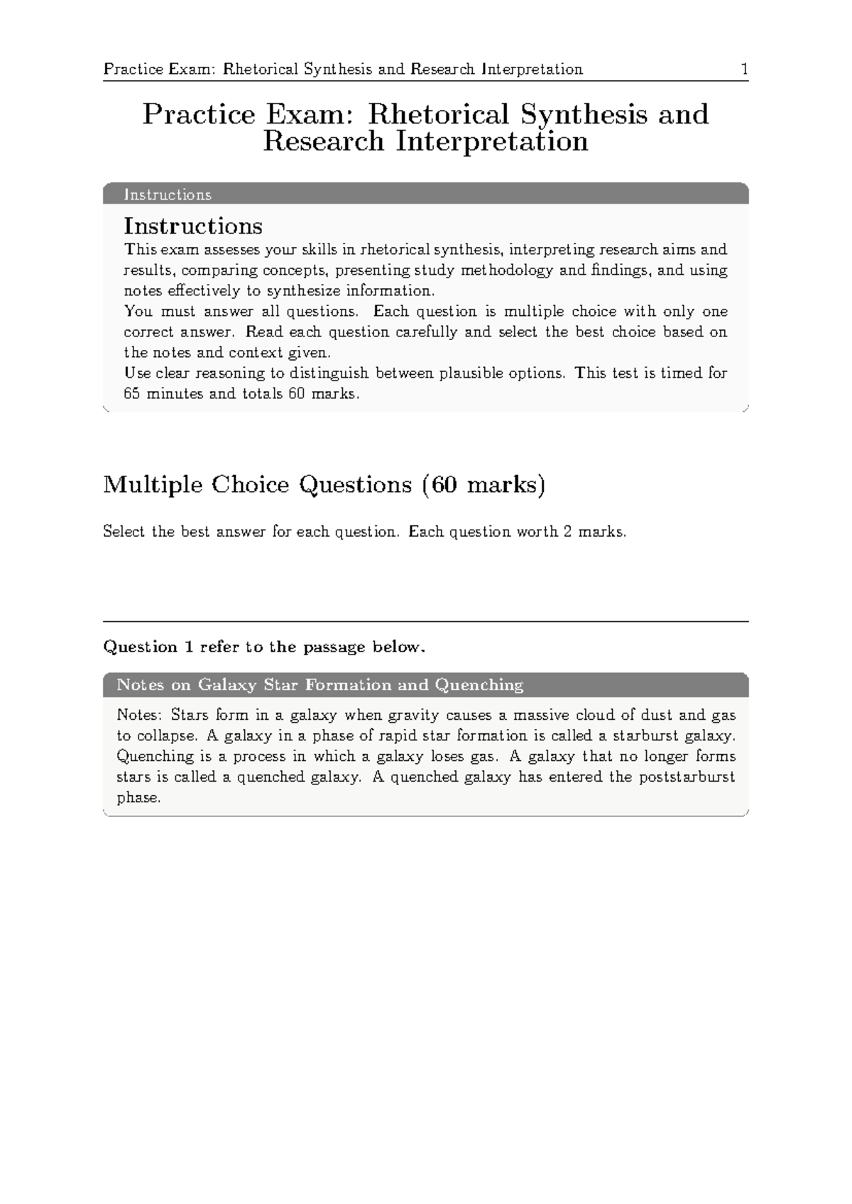 Practice Exam: Rhetorical Synthesis & Research Interpretation (SAT ELA ...