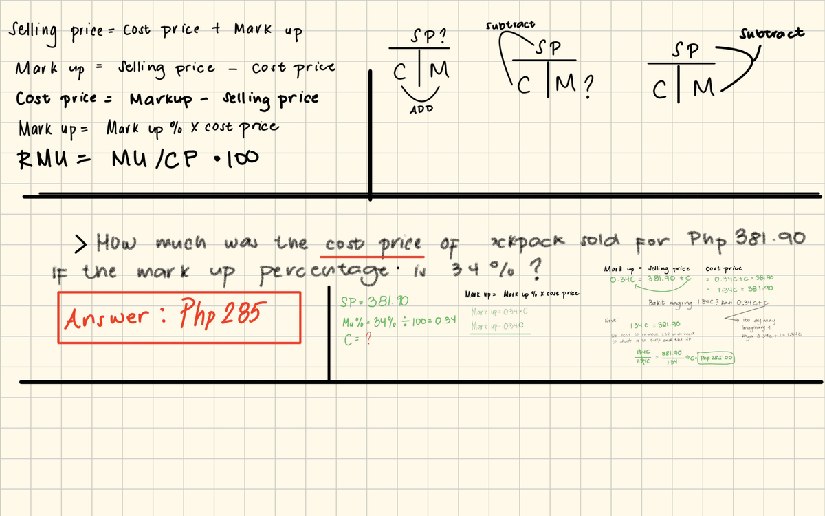 Selling Price and Cost Price Calculation: Markup Analysis for ...