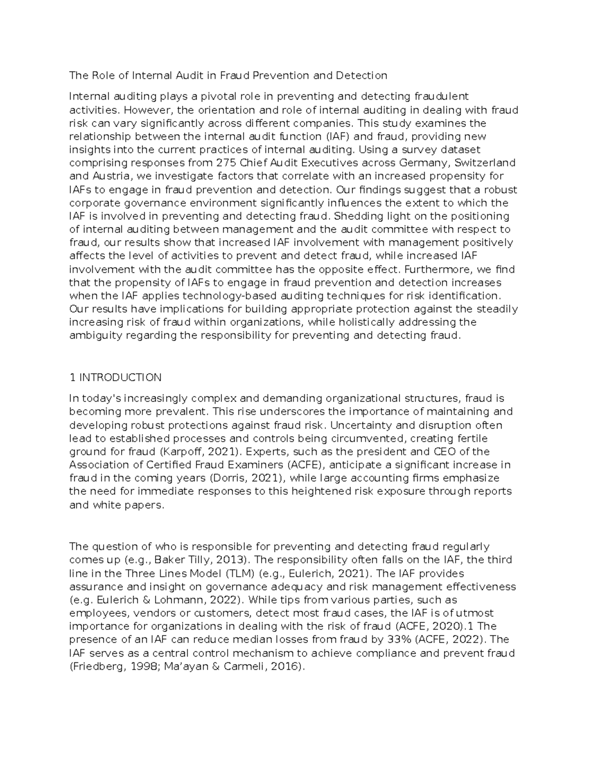 The Role of Internal Audit in Fraud Prevention & Detection: Insights ...