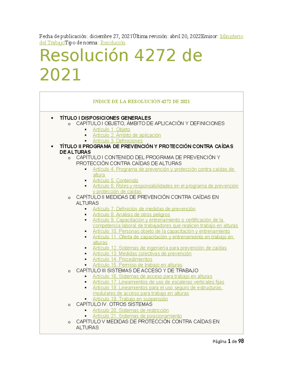 Resolución 4272 de 2021: Requisitos de Seguridad para Trabajo en ...