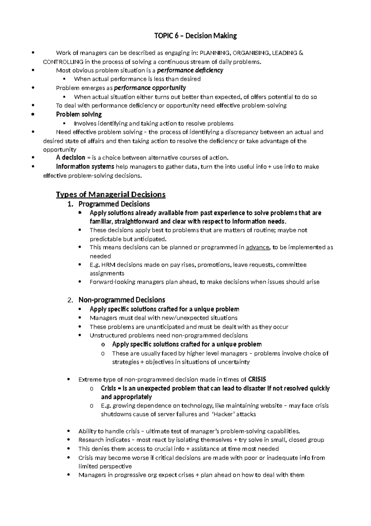 **MGT100 - Decision Making: Key Concepts and Managerial Approaches ...