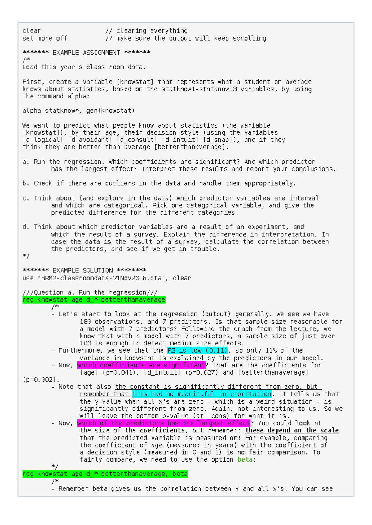 Multiple Regression Analysis Notes for Statistics Course (STAT101 ...