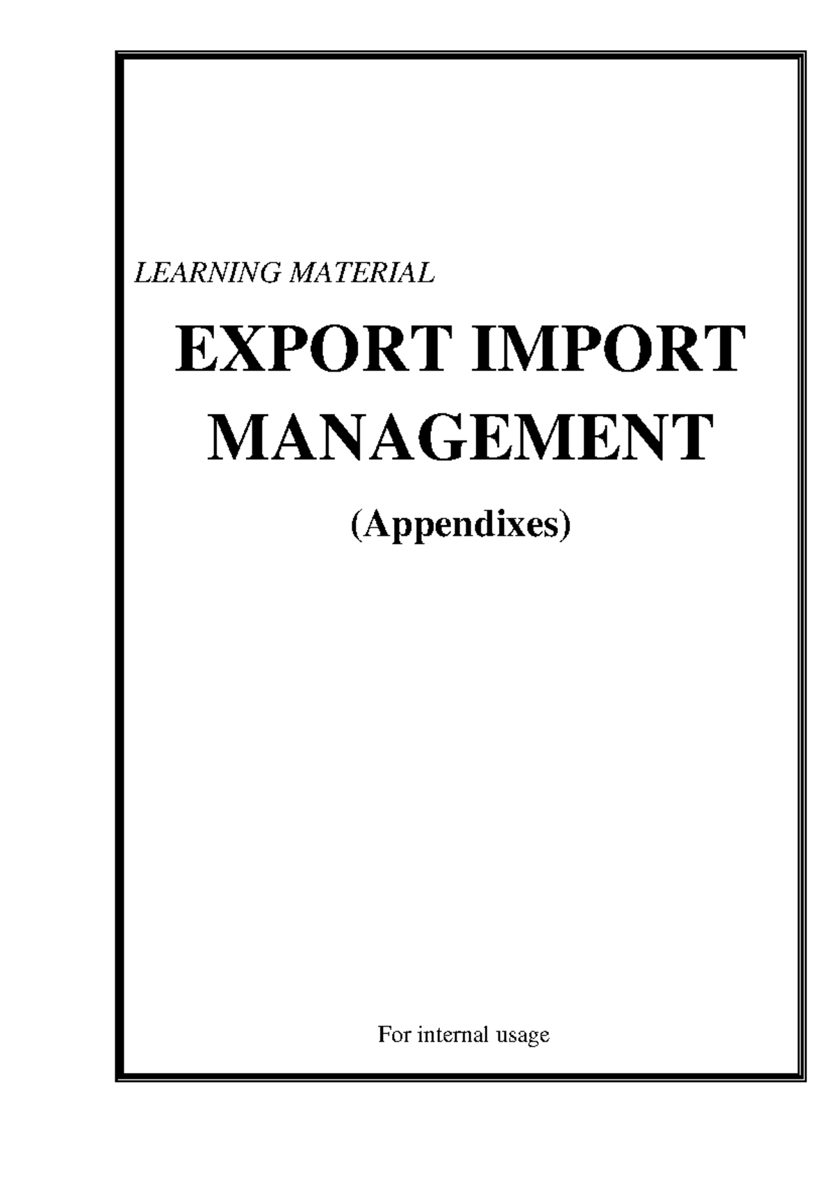 TLHT Export Import Management Contract - Appendix Details - Studocu