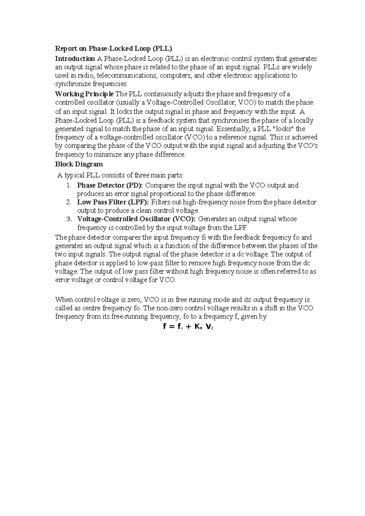 PLL - Practice Notes on Phase Locked Loops (PLLs) - Studocu