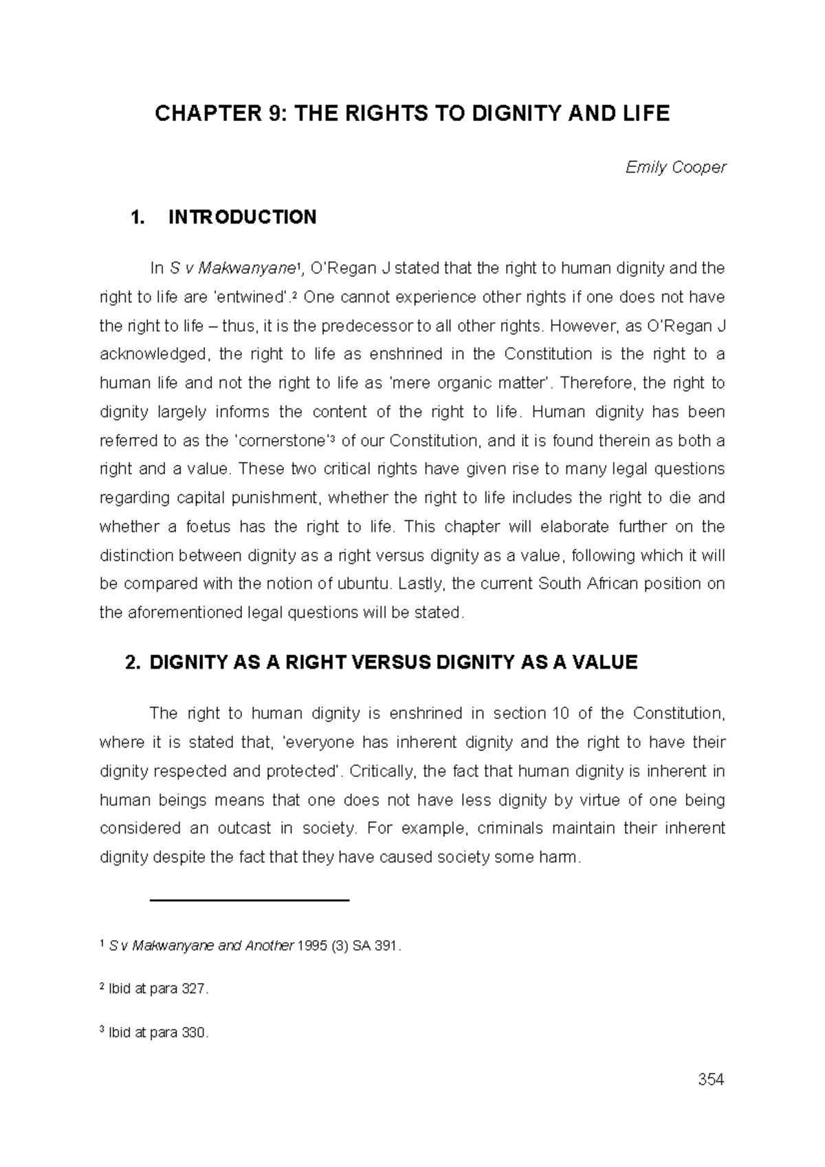Chapter 9: Exploring Dignity and Life Rights in Constitutional Law ...