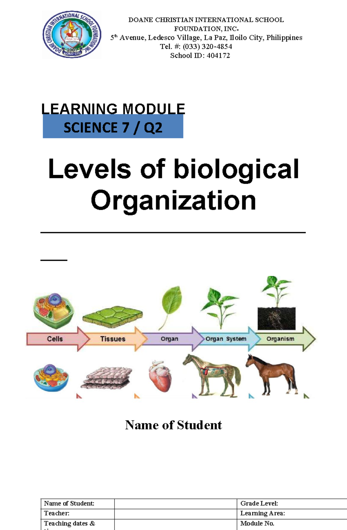 Biological organization module ...