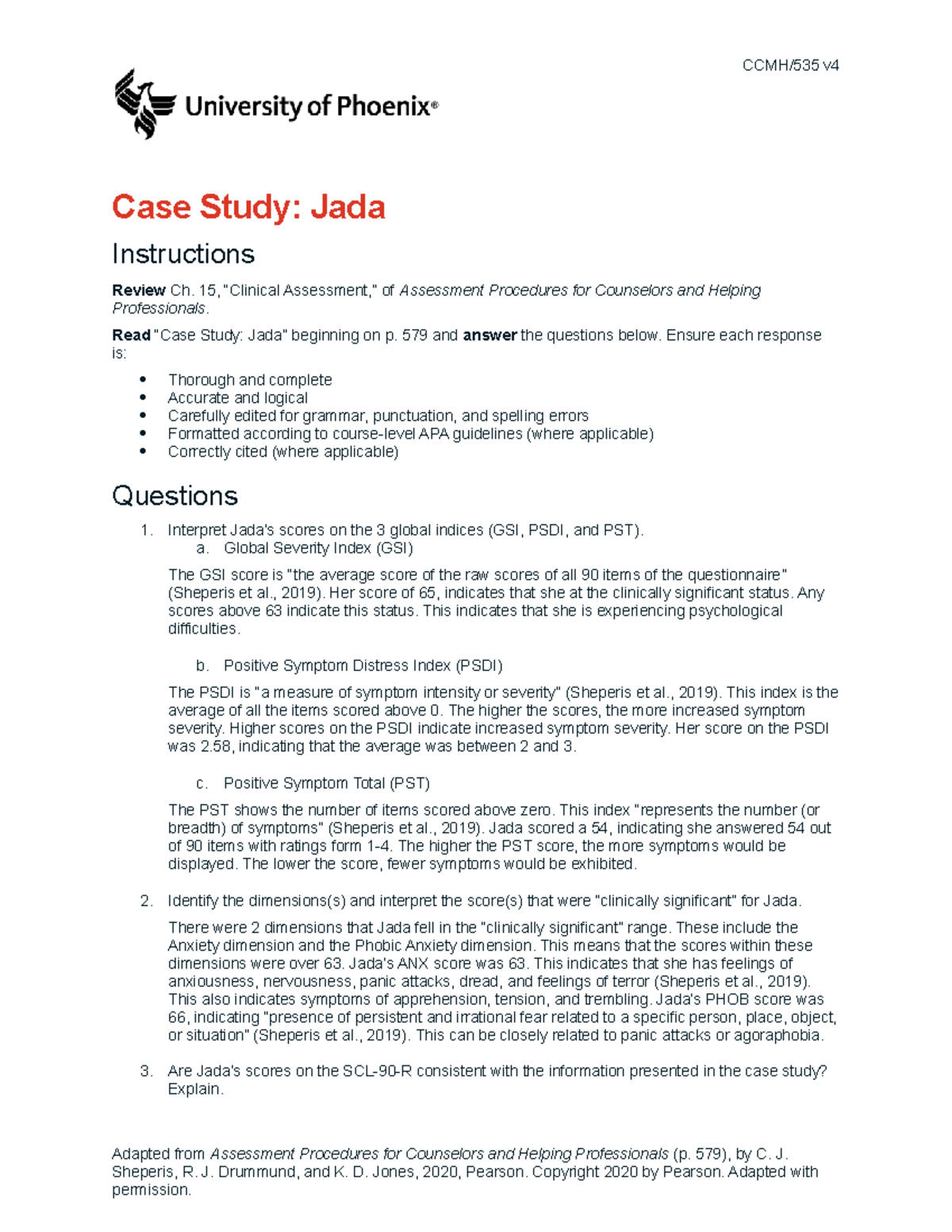 Case Study Analysis: Jada in CCMH 535 - Week 6 Insights - Studocu