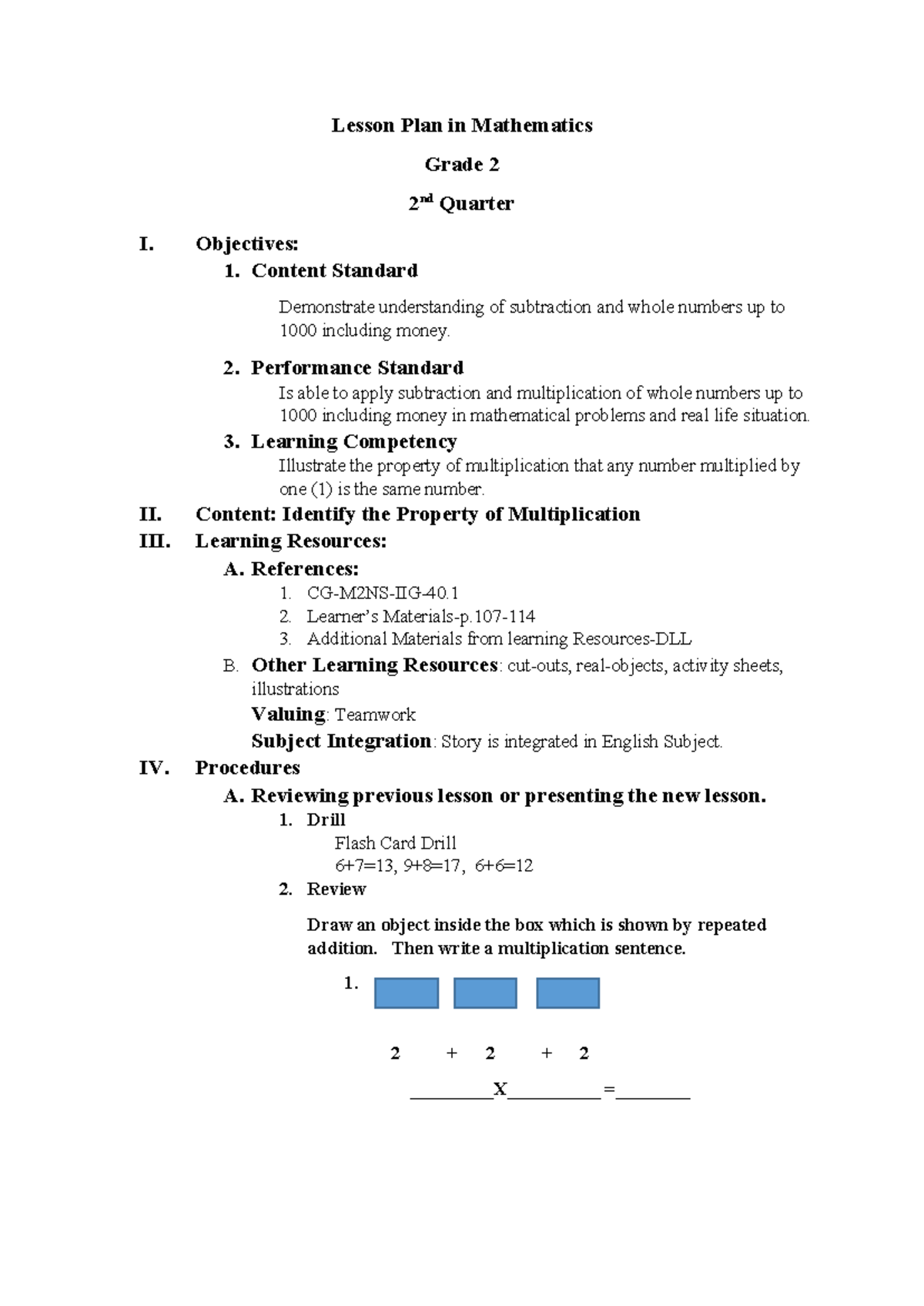 DLP MATH final - detailed lesson plan - Lesson Plan in Mathematics ...