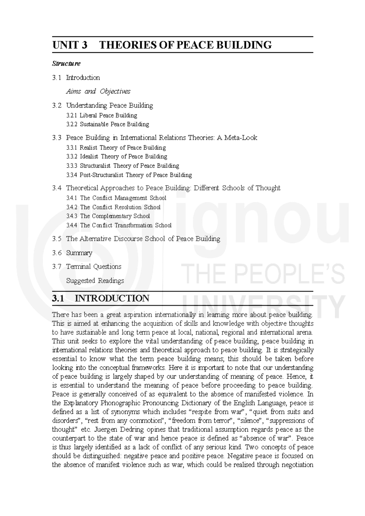 Theories of Peace Building: Understanding and Approaches in Unit 3 ...