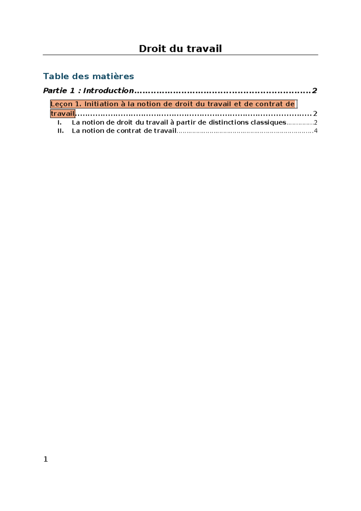 Droit du travail - Notes de cours et concepts clés - Studocu