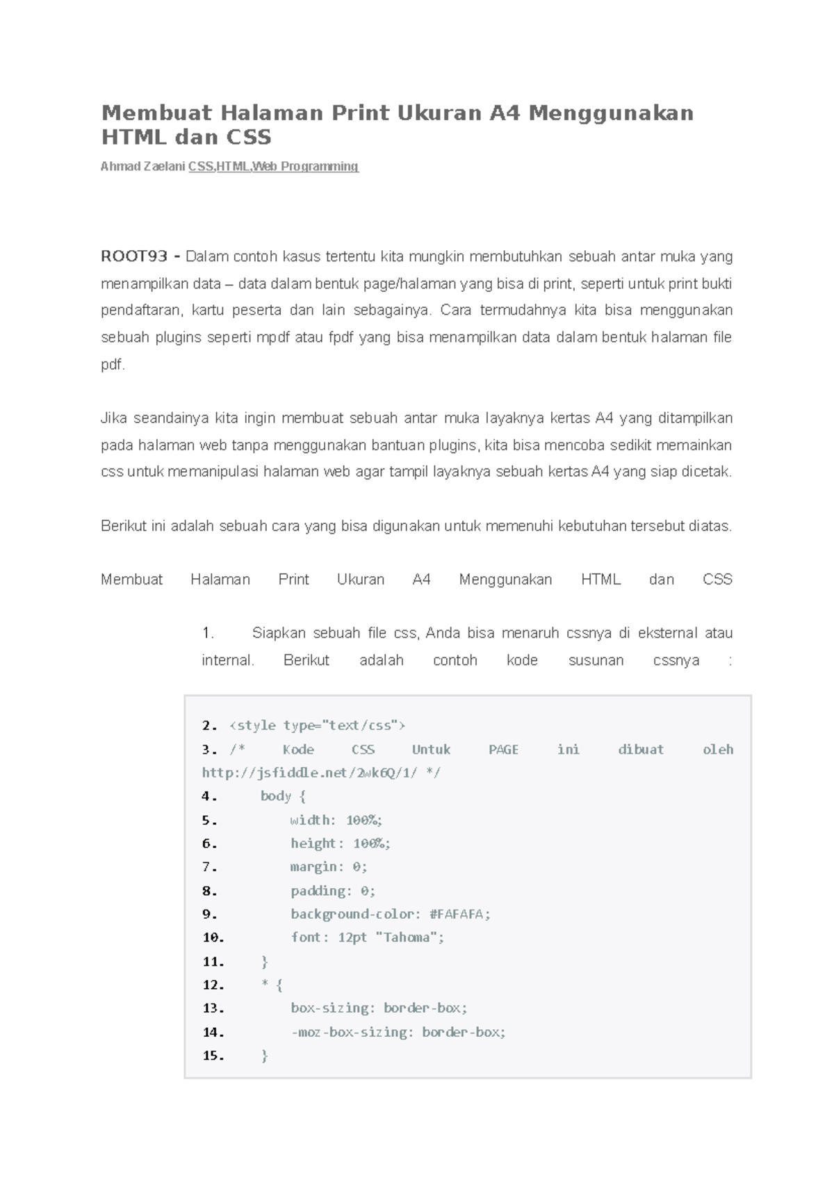 Membuat Halaman Print A4 dengan HTML & CSS untuk Web Apps - Studocu
