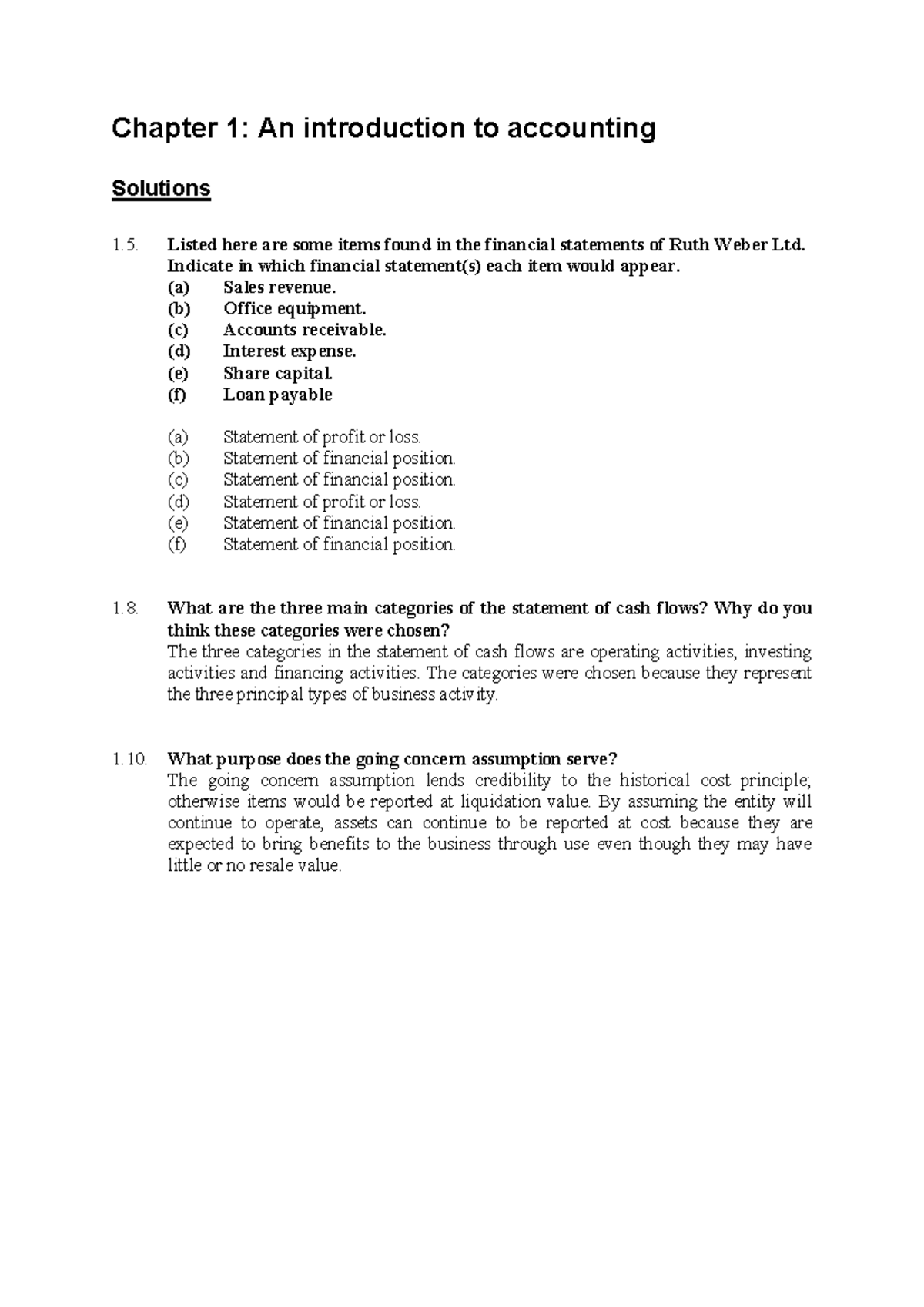 Module 1 - Tutorial Solutions for Accounting Concepts and Practices ...