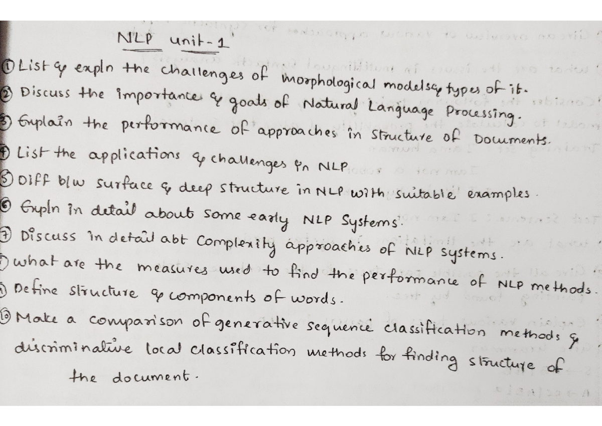 NLP UNIT 1 - Self made notes - Computer Science - Studocu