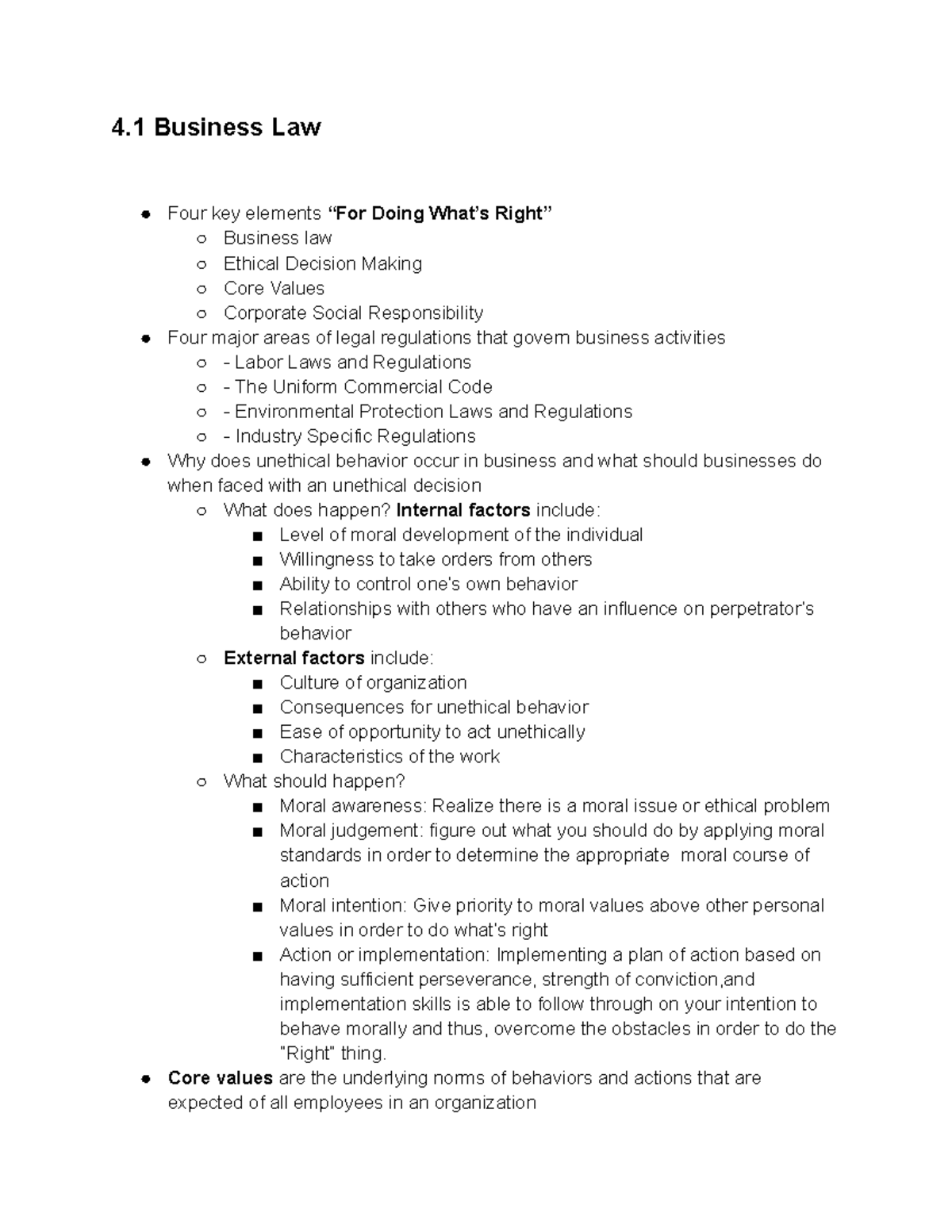 Business Law & Ethics: MGMT Ch 4 - Key Elements & Legal Regulations ...