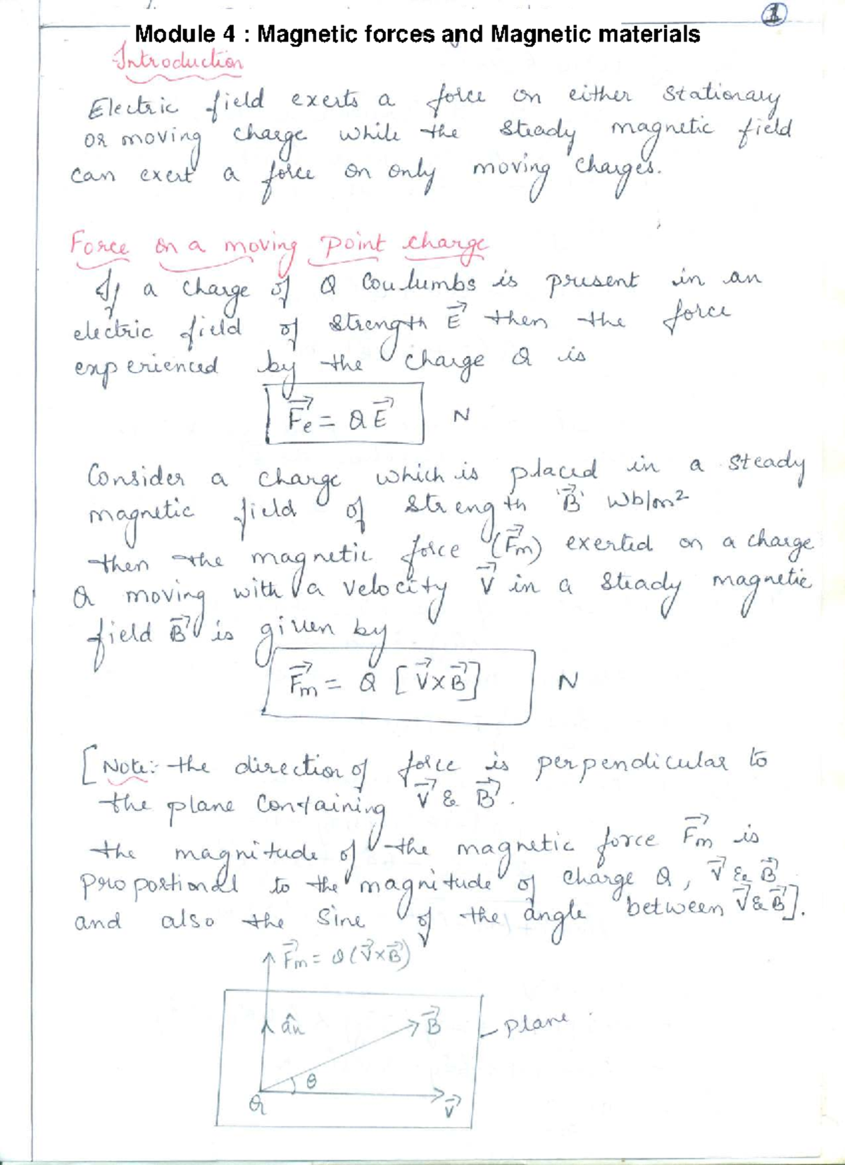 EMW MOD4: Magnetic Forces & Materials Notes - Studocu