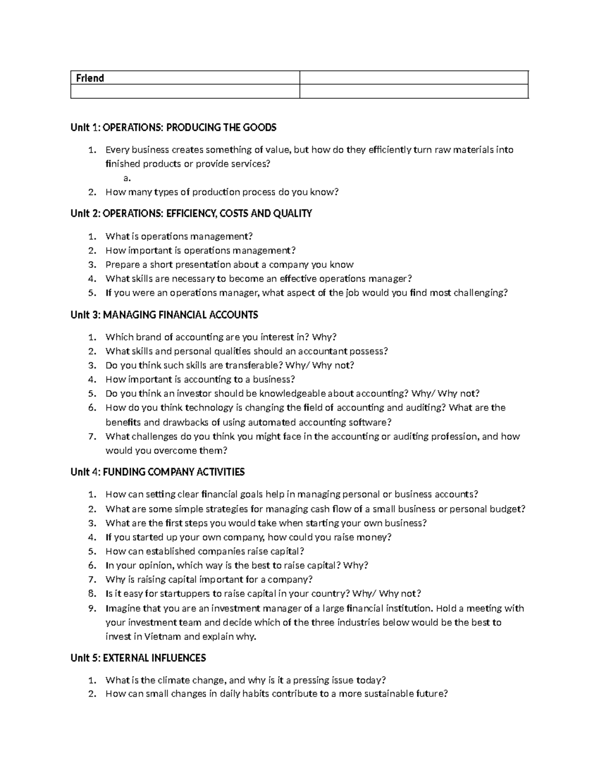 Operations & Accounting Qs - Unit Guide for Student Book - Studocu